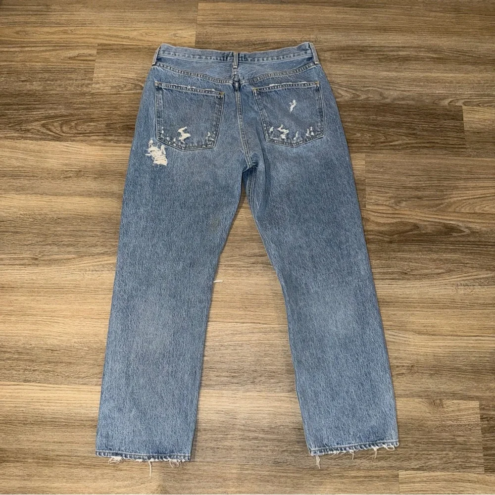 AGOLDE 90's Jean Distressed High Rise Straight Leg Blue Denim Size 31‎ A069C-811